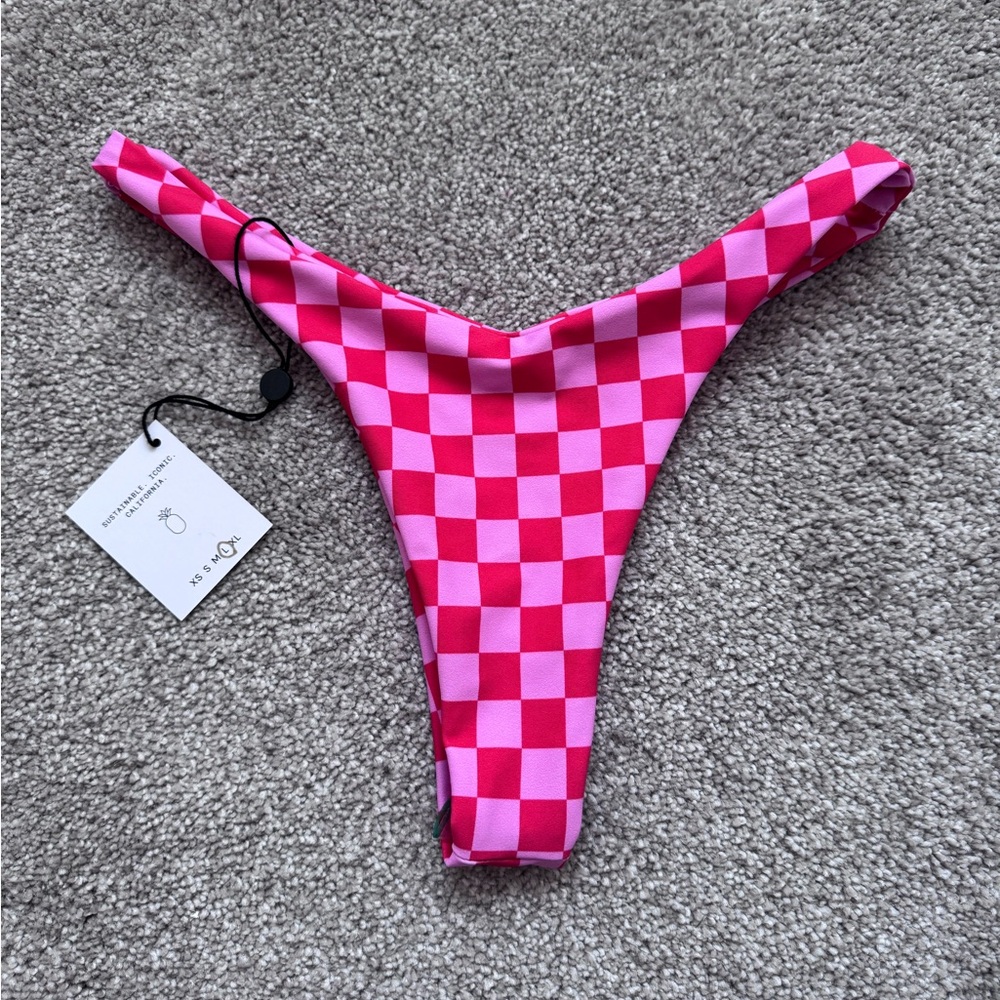 Skatie Pink Checkered Bikini Bottom - Daytona Teeny